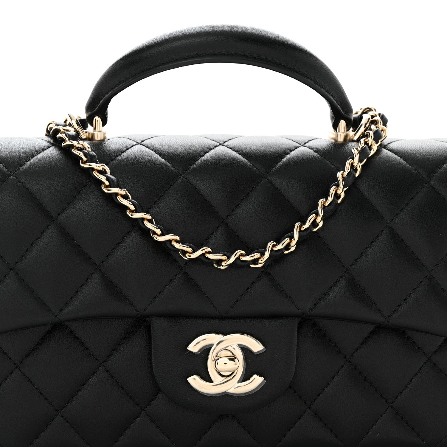 Chanel Lambskin Quilted Mini Top Handle Rectangular Flap Black 8 of 11
