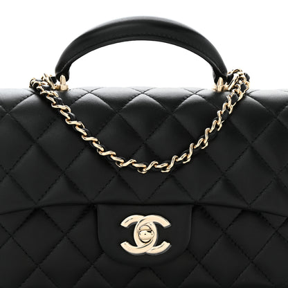 Chanel Lambskin Quilted Mini Top Handle Rectangular Flap Black 8 of 11