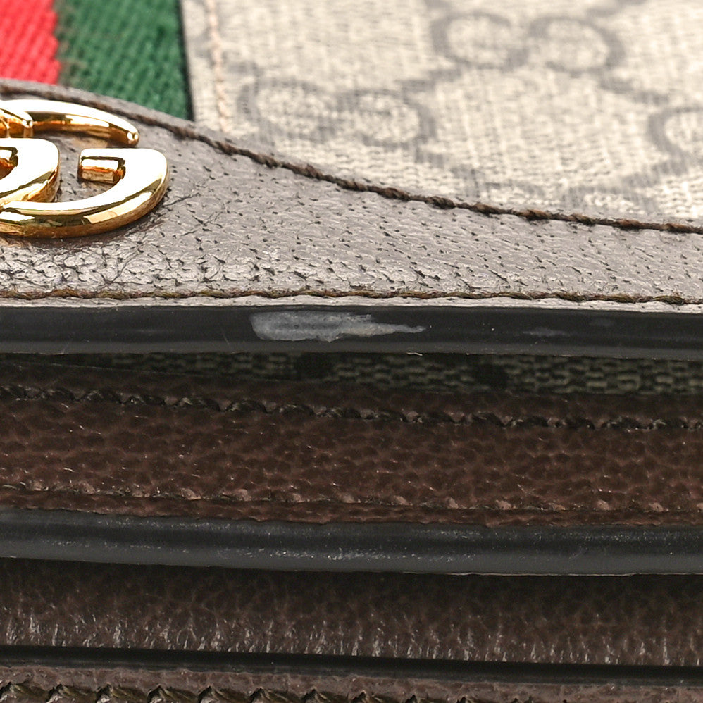 GG Supreme Monogram Web Small Ophidia Flap Messenger Bag Brown
