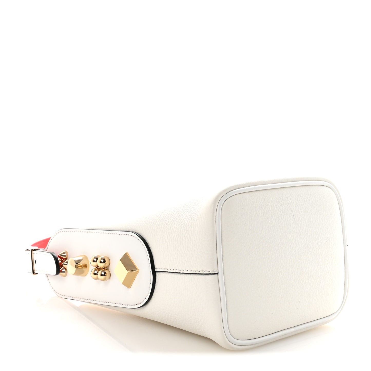 Grained Calfskin Mini Carasky Bucket Bag White