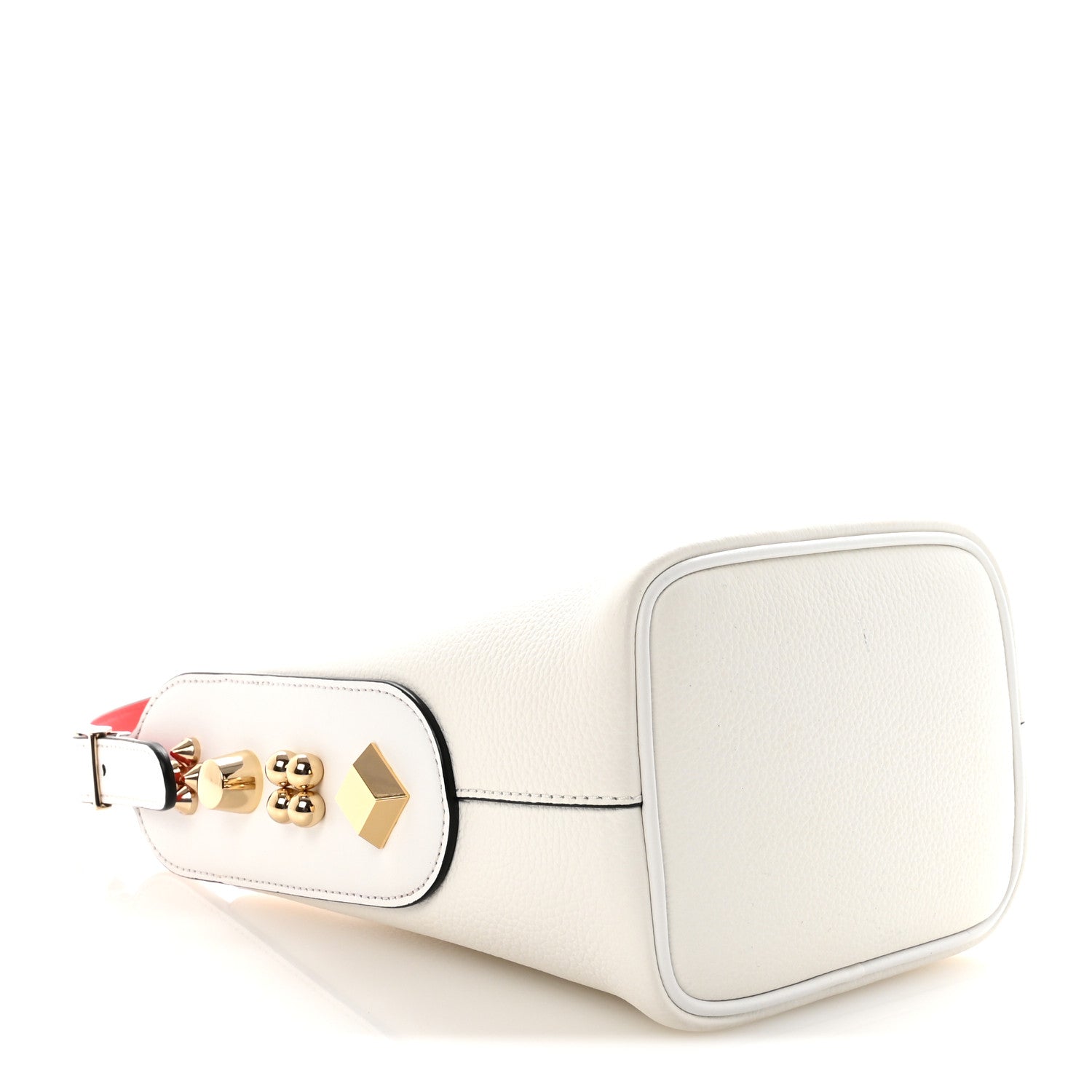 Christian Louboutin Grained Calfskin Mini Carasky Bucket Bag White 4 of 9
