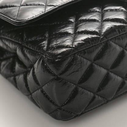 Chanel Shiny Crumpled Calfskin Quilted Medium Double Flap So Black 8 of 9