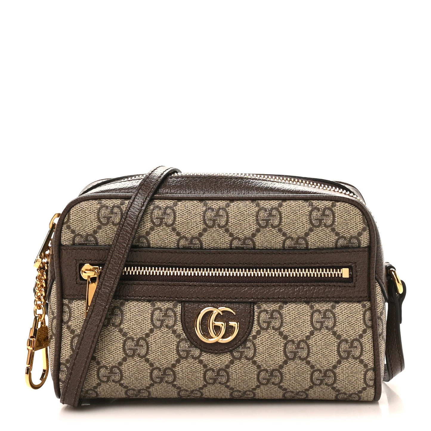 Denim Monogram Textured Dollar Calfskin Super Mini Ophidia Shoulder Bag Beige Ebony New Acero