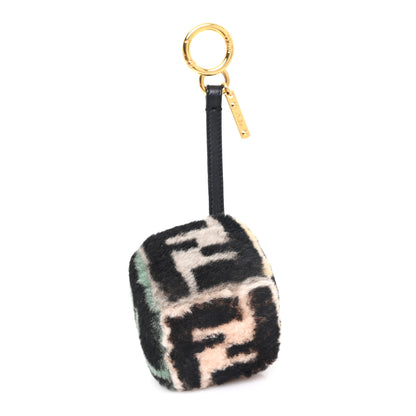 Fendi Shearling Vitello Dolce Macro FF 1974 Dice Bag Charm Multicolor 1 of 3