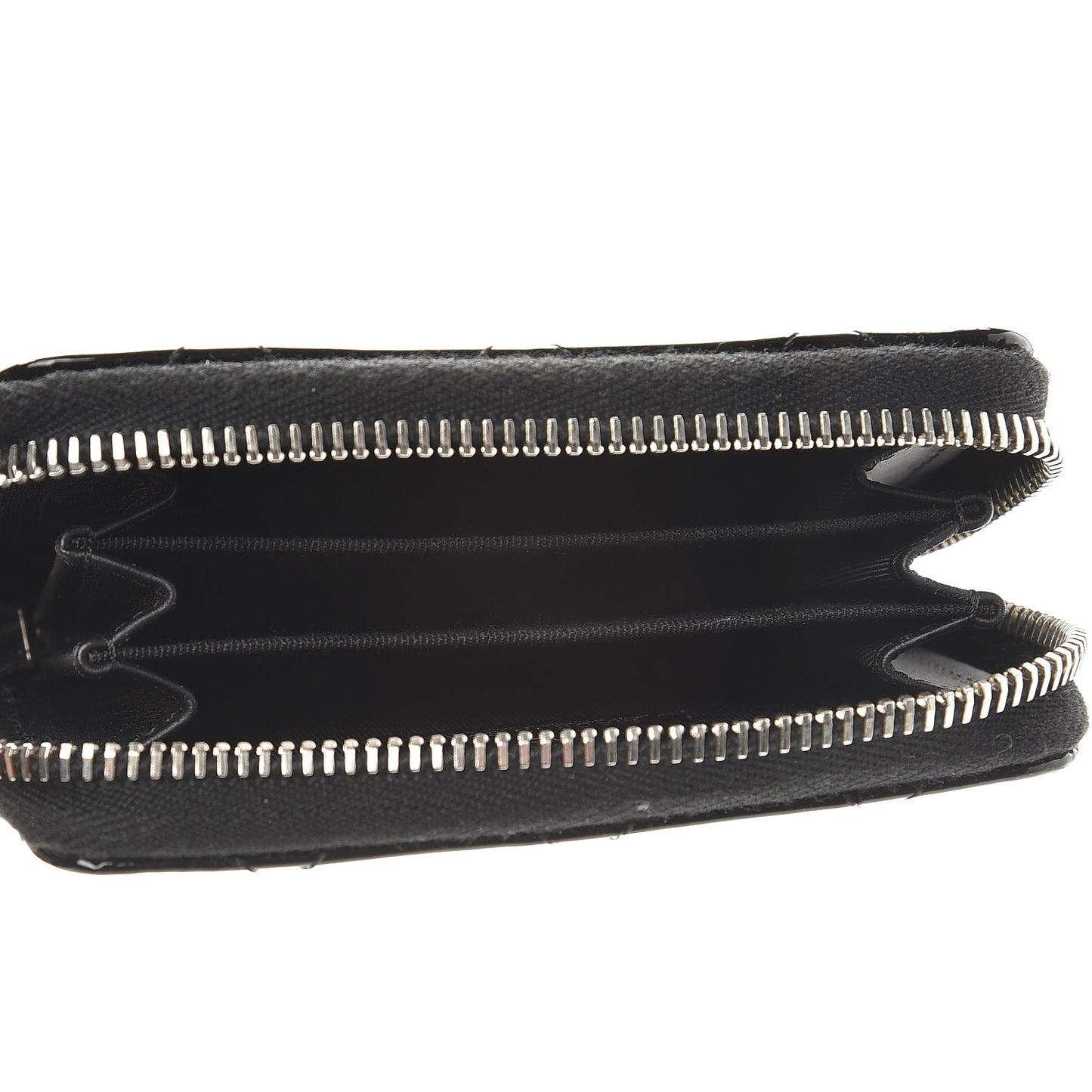 Patent Calfskin Quilted Zip Coin Purse Black