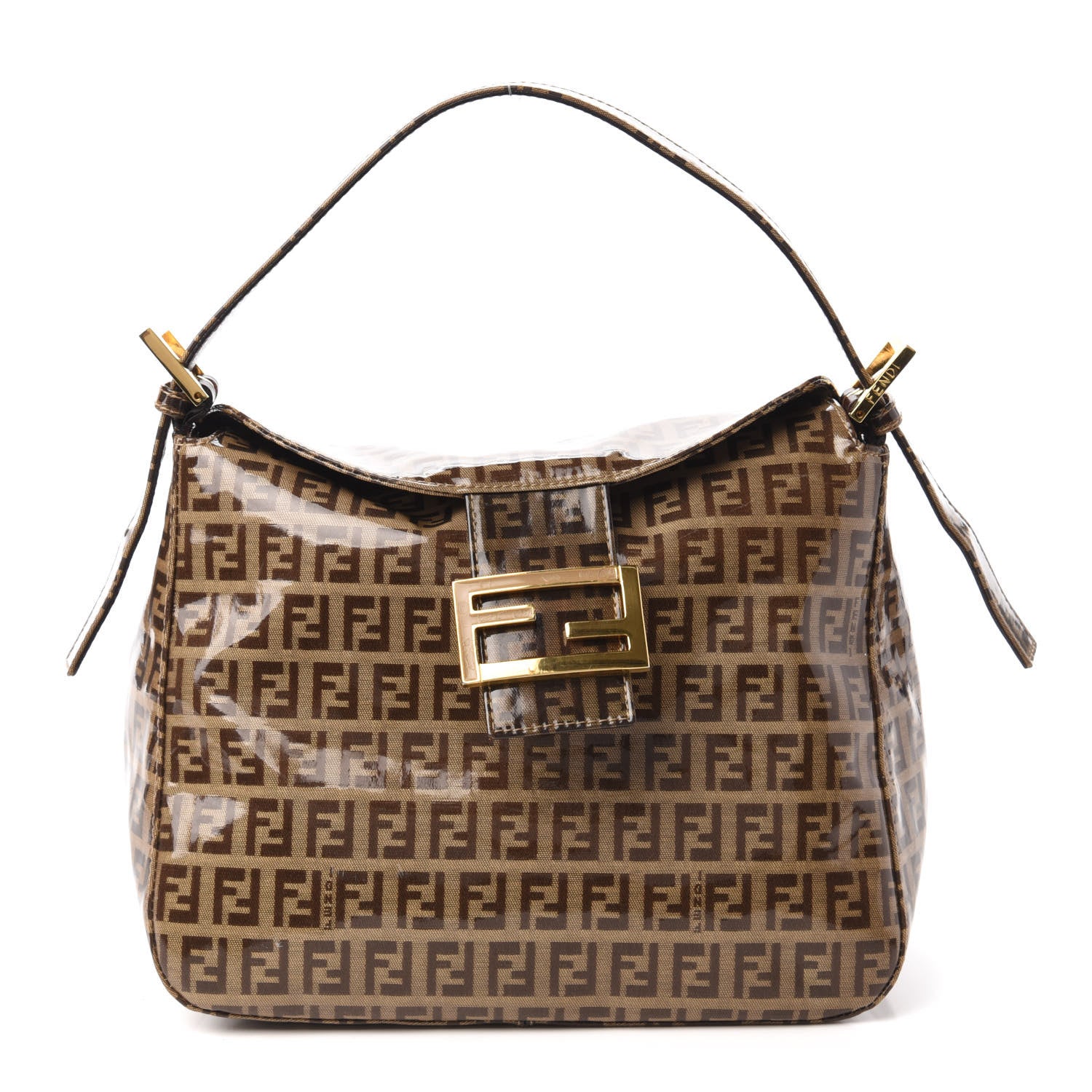 Fendi Vinyl Zucchino Shoulder Bag Tobacco 1 of 10