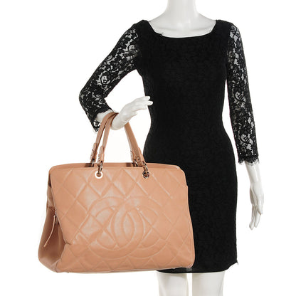 Chanel Soft Caviar Quilted Large CC Timeless Tote Beige 2 of 7
