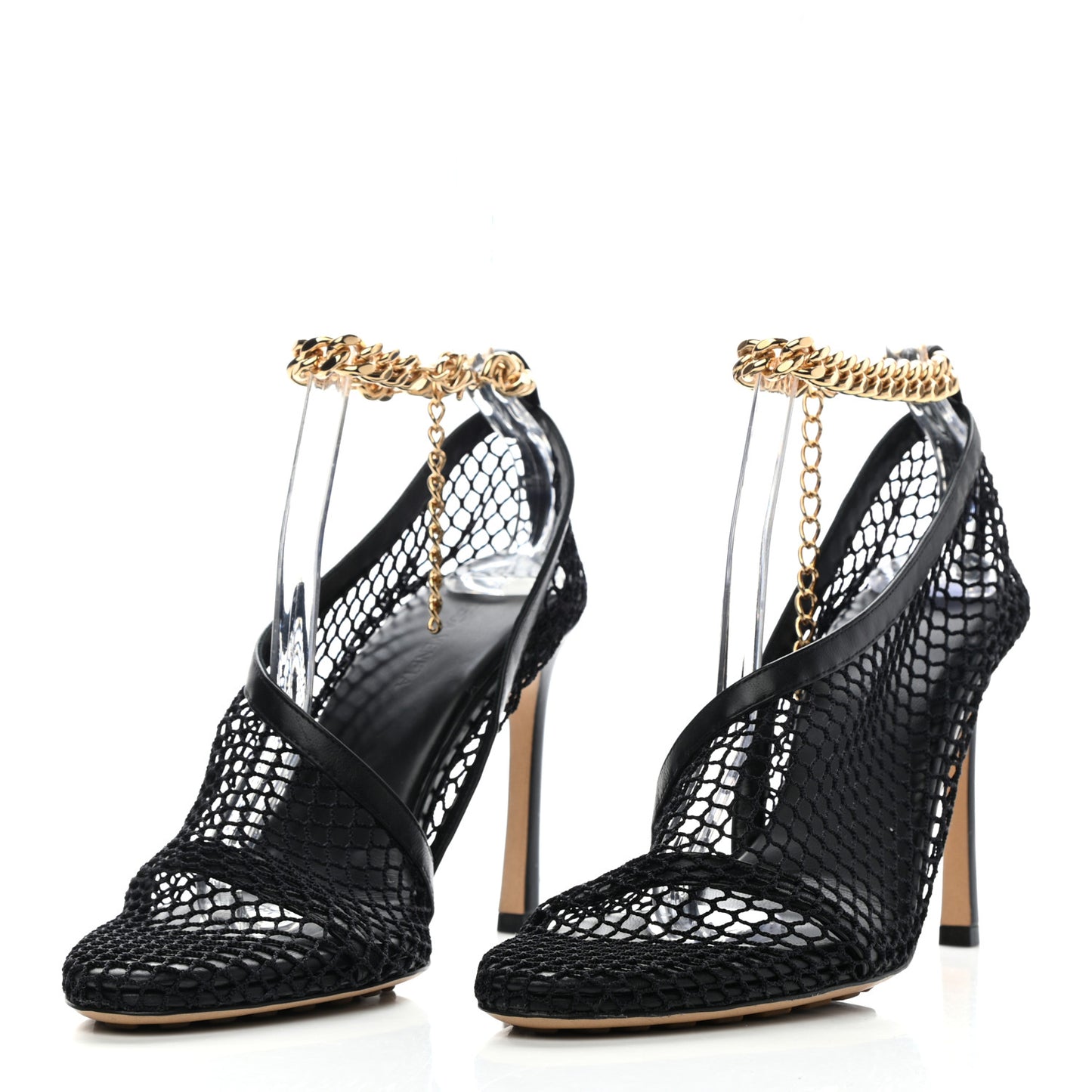 Mesh Nappa Chunky Chain Sandals 38.5 Black