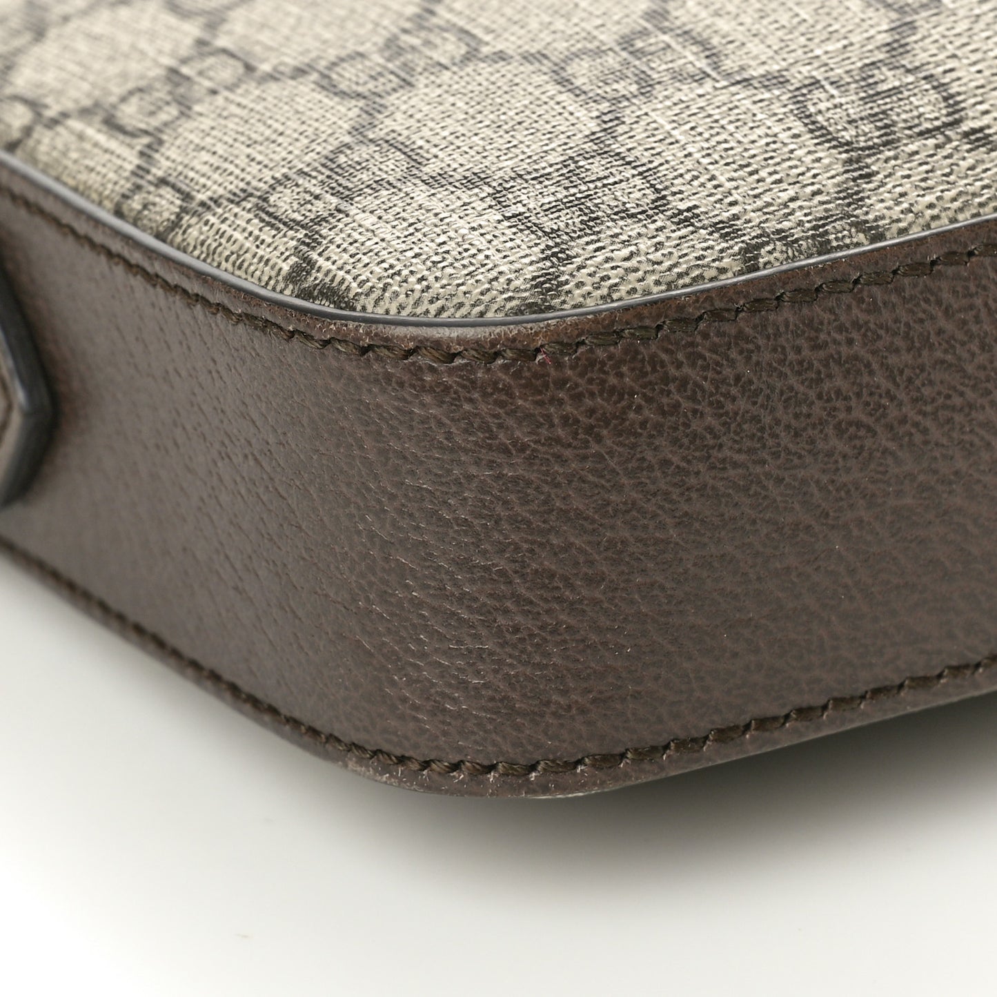 GG Supreme Monogram Textured Dollar Calfskin Web Ophidia Wristlet Shoulder Bag Beige Ebony New Acero