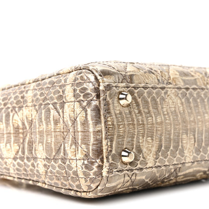 Christian Dior Metallic Snakeskin Cannage Mini Lady Dior Beige 9 of 10
