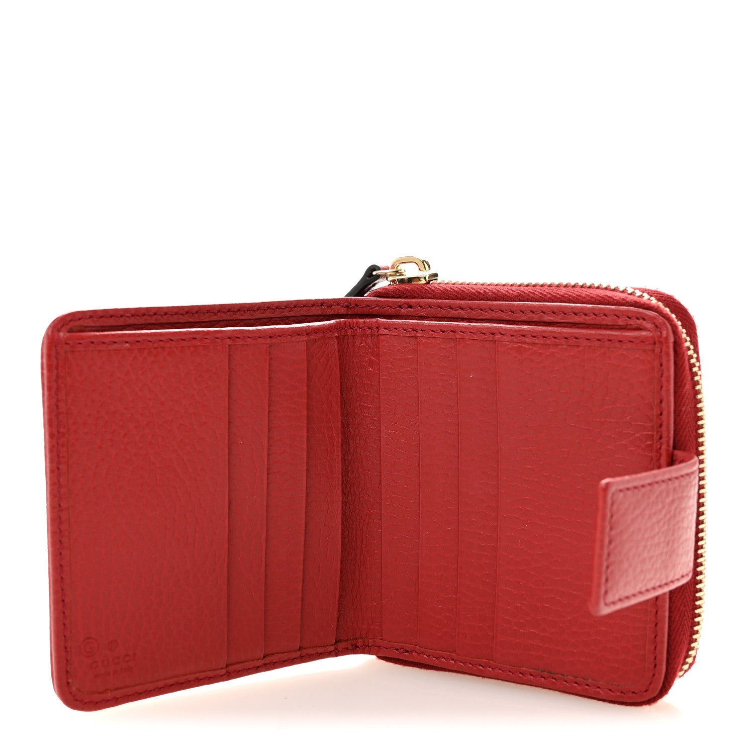 Gucci Monogram Dollar Calfskin Zip Around French Flap Wallet Beige Ebony Rosso 5 of 9