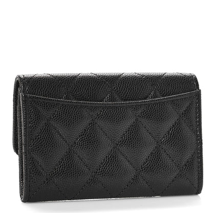 Chanel Caviar Quilted Enamel Coco Casino Flap Card Holder Wallet Black 3 of 9