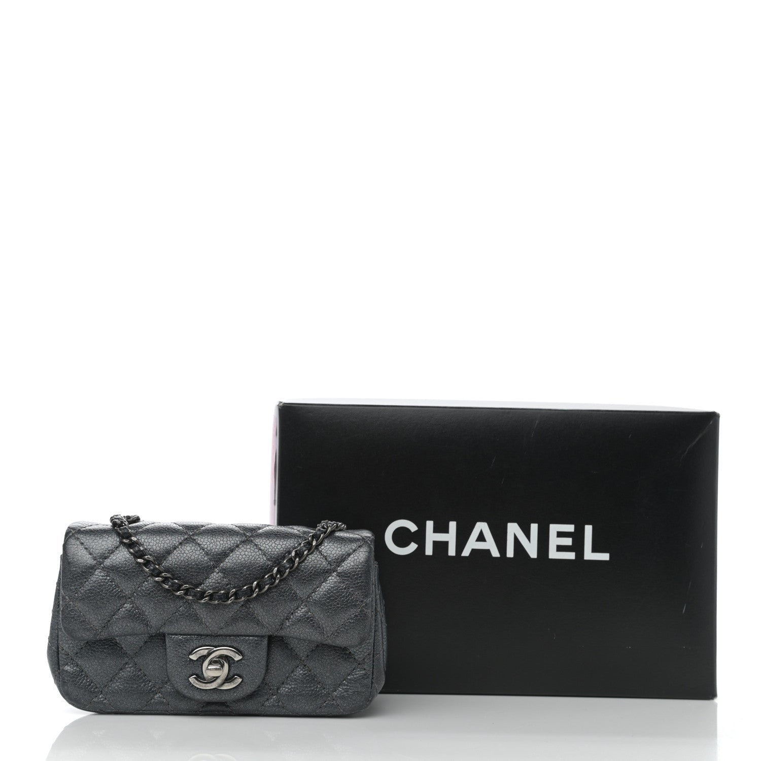 Chanel Metallic Caviar Quilted Extra Mini Flap Charcoal 11 of 11