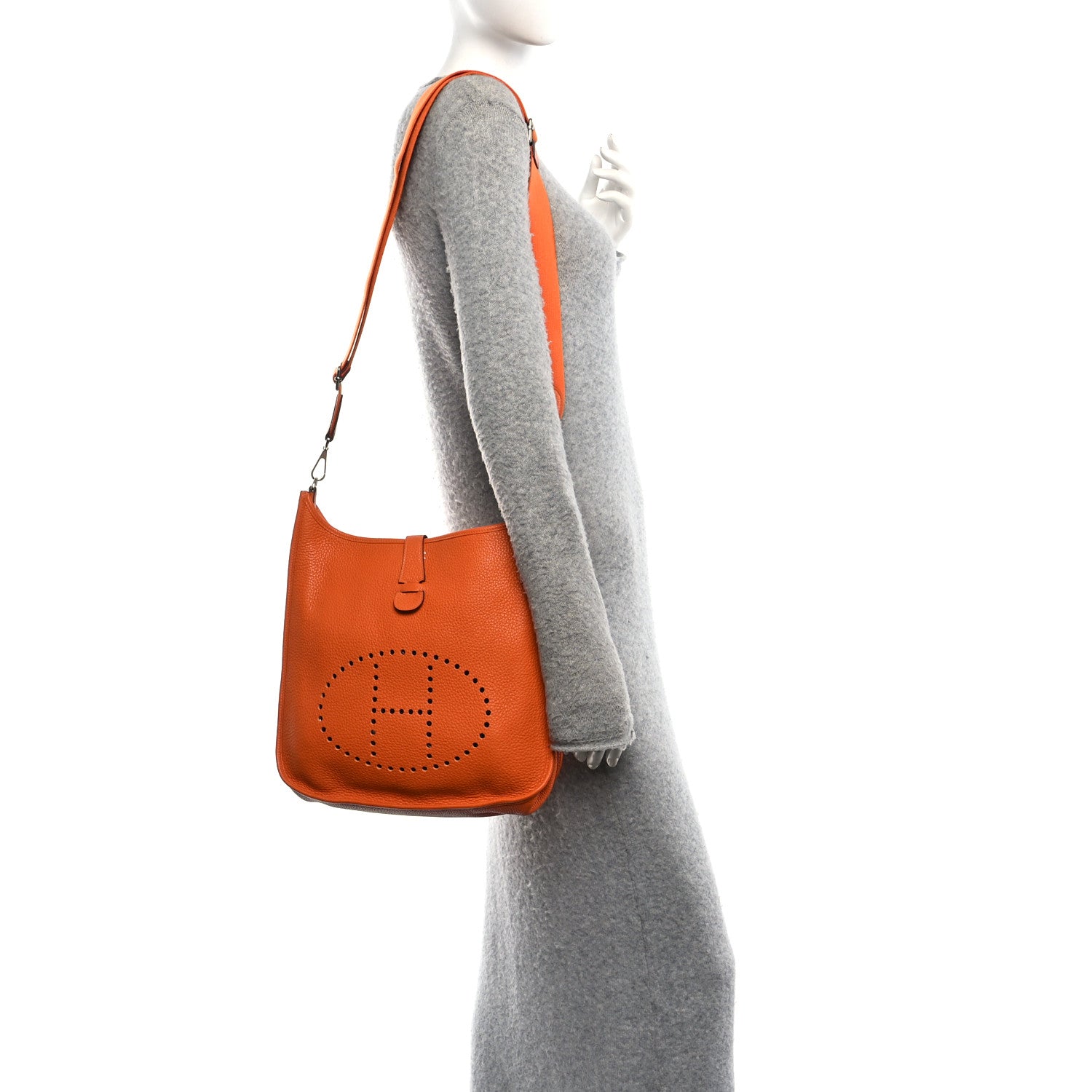Hermes Taurillon Clemence Evelyne III GM Orange 2 of 12