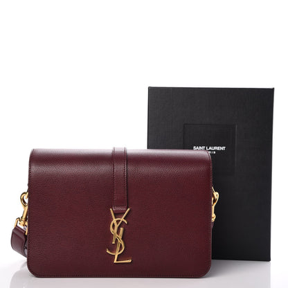 Saint Laurent Textured Calfskin Medium Classic Monogram Universite Bag Dark Red 8 of 8
