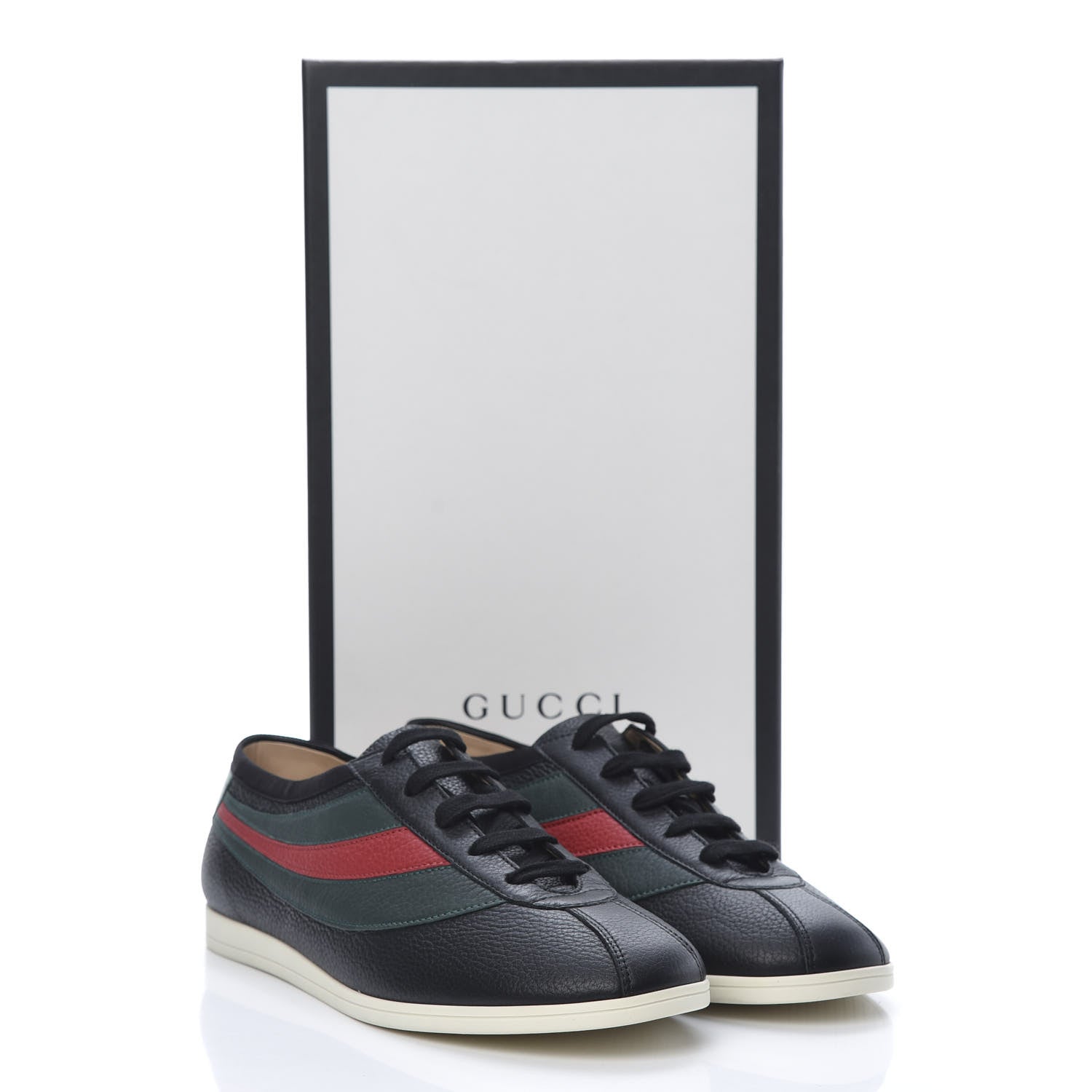 Gucci Grained Calfskin Mens Web Falacer Sneakers 8.5 Black 8 of 8