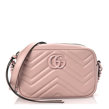 Gucci Calfskin Matelasse Monochrome Mini GG Marmont Chain Shoulder Bag Perfect Pink 1 of 10