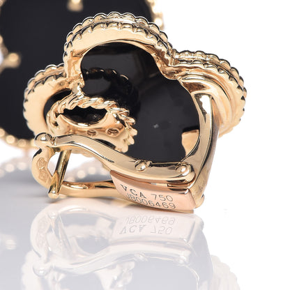 Van Cleef & Arpels 18K Yellow Gold Black Onyx Magic Alhambra Earrings 4 of 4