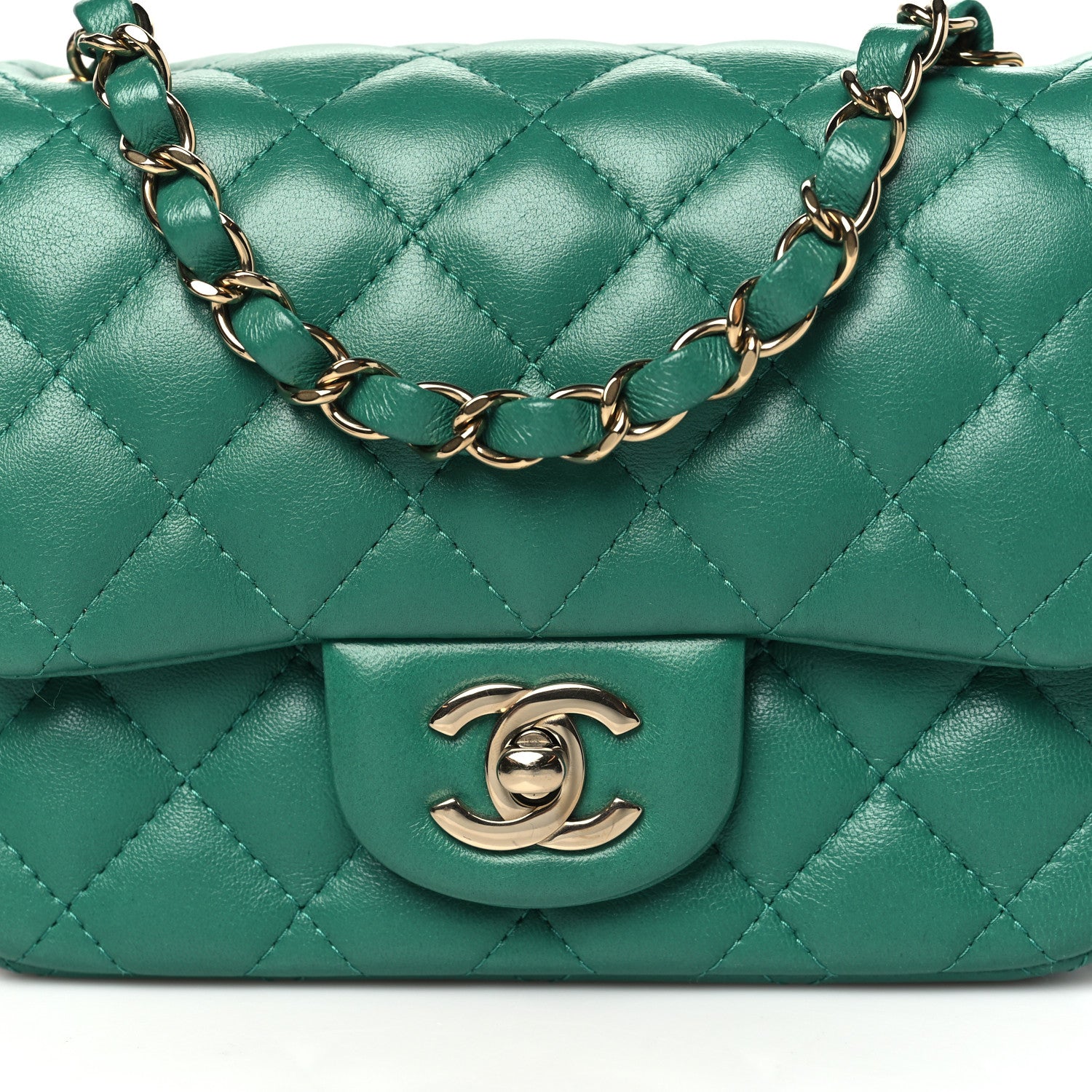 Chanel Lambskin Quilted Mini Square Flap Green 8 of 10