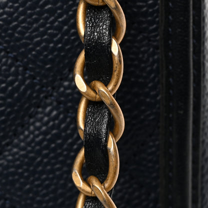 Chanel Caviar Quilted Medium CC Filigree Vanity Case Navy Black 13 of 14