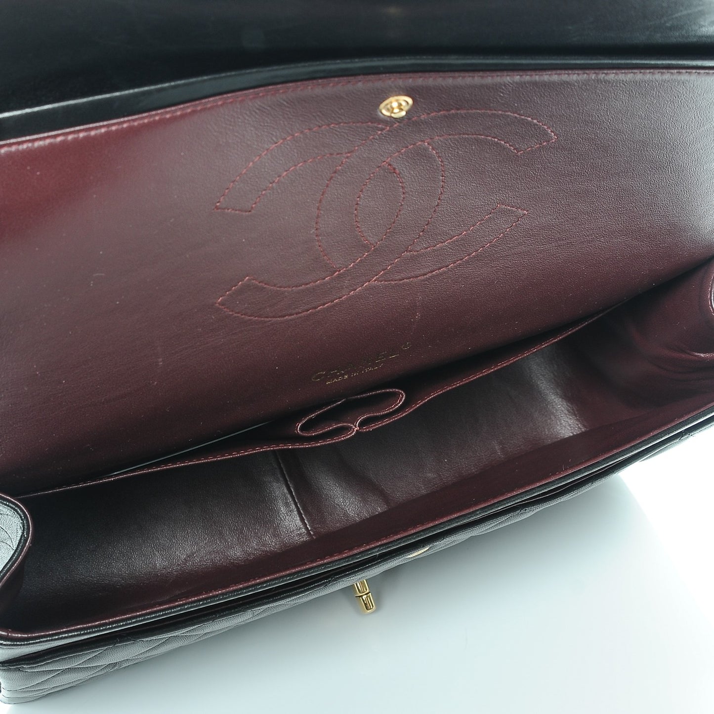 Lambskin Quilted Maxi Double Flap Black
