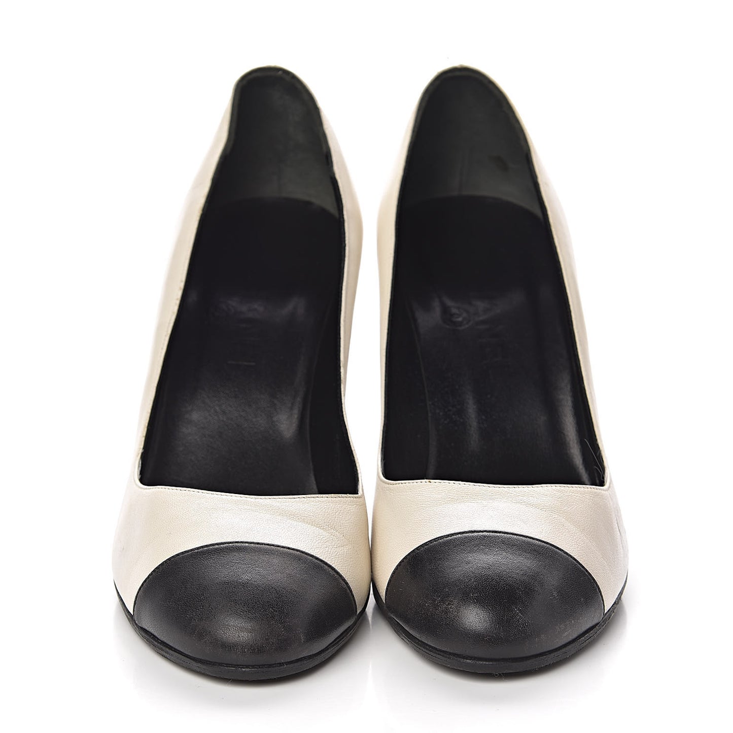 Lambskin Cap Toe Pumps 38 White Black