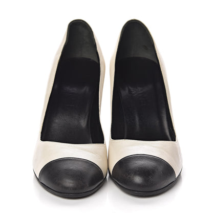 Chanel Lambskin Cap Toe Pumps 38 White Black 5 of 20