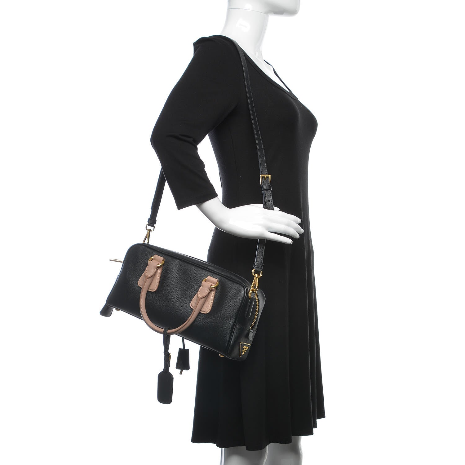 Prada Saffiano Lux Bowler Black Cammeo 3 of 10