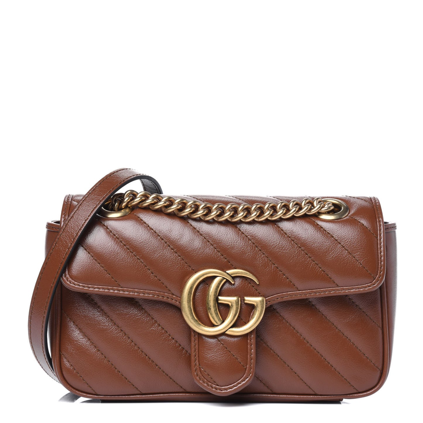 Azalea Calfskin Matelasse Diagonal Mini GG Marmont Shoulder Bag Cuir