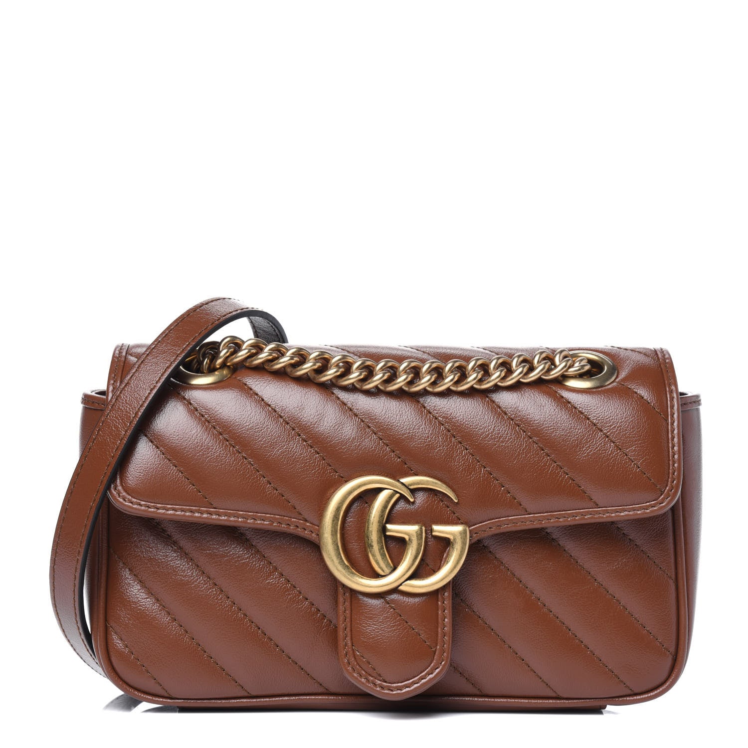 Gucci Azalea Calfskin Matelasse Diagonal Mini GG Marmont Shoulder Bag Cuir 1 of 13