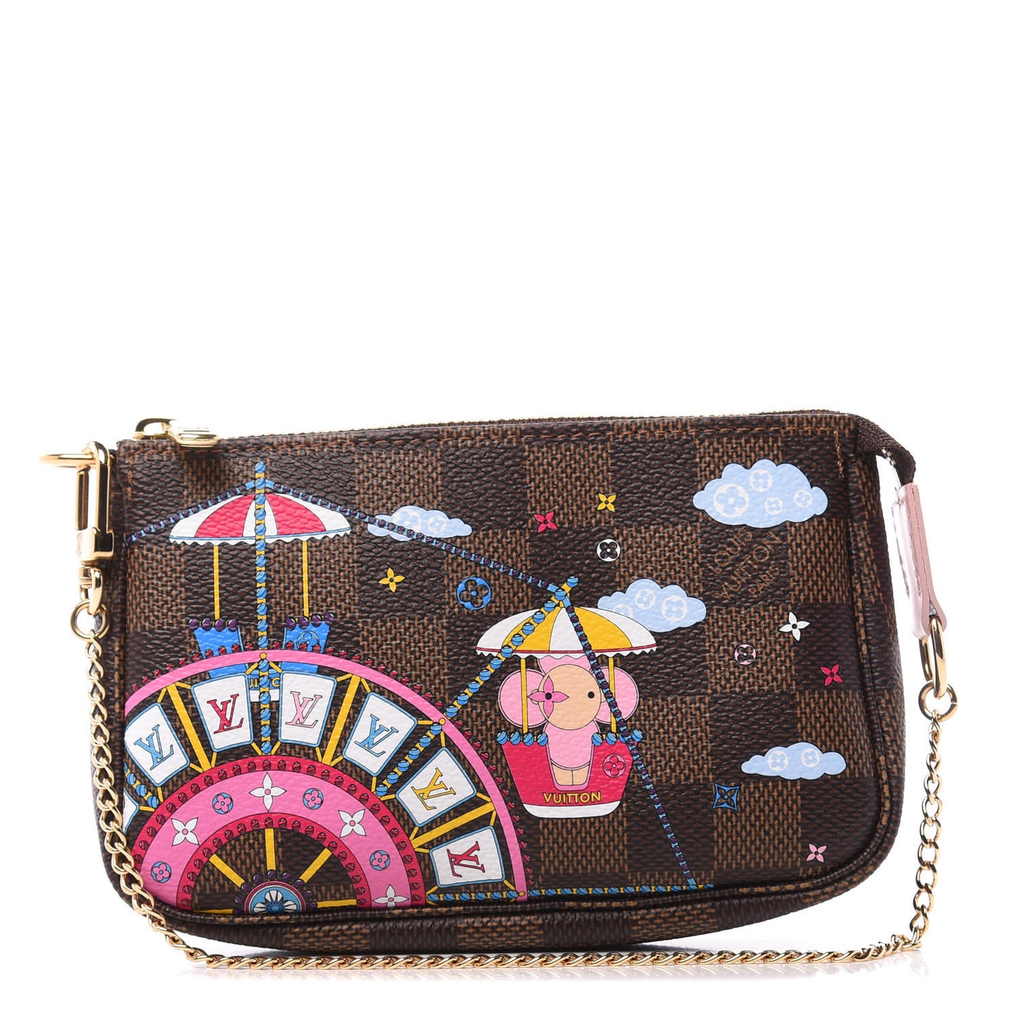 Damier Ebene 2020 Christmas Animation Big Wheel Mini Pochette Accessories Rose Ballerine