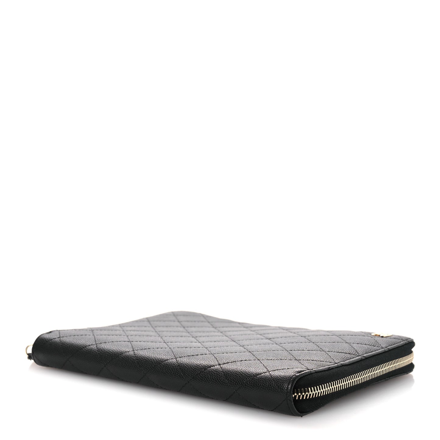 Caviar Quilted Zip Around Notebook Agenda Cover Black