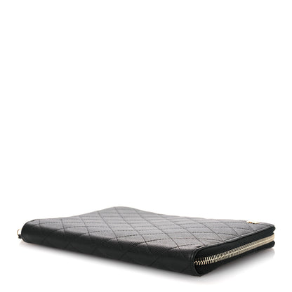 Chanel Caviar Quilted Zip Around Notebook Agenda Cover Black 4 of 10