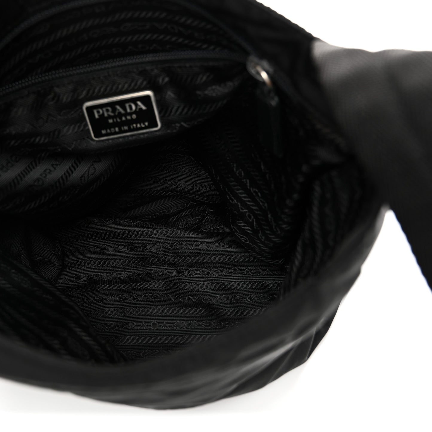 Tessuto Nylon Saffiano Flat Messenger Bag Black