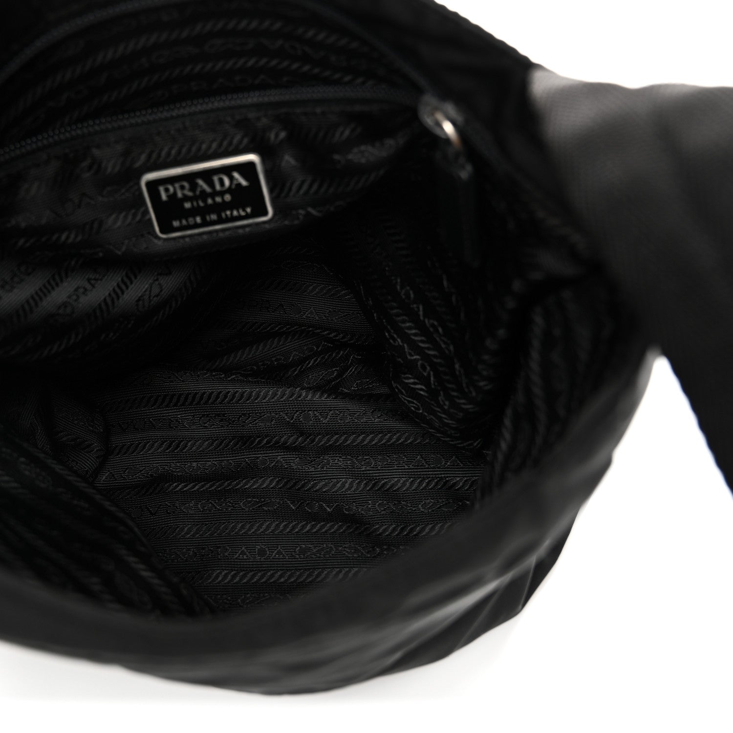 Prada Tessuto Nylon Saffiano Flat Messenger Bag Black 5 of 9