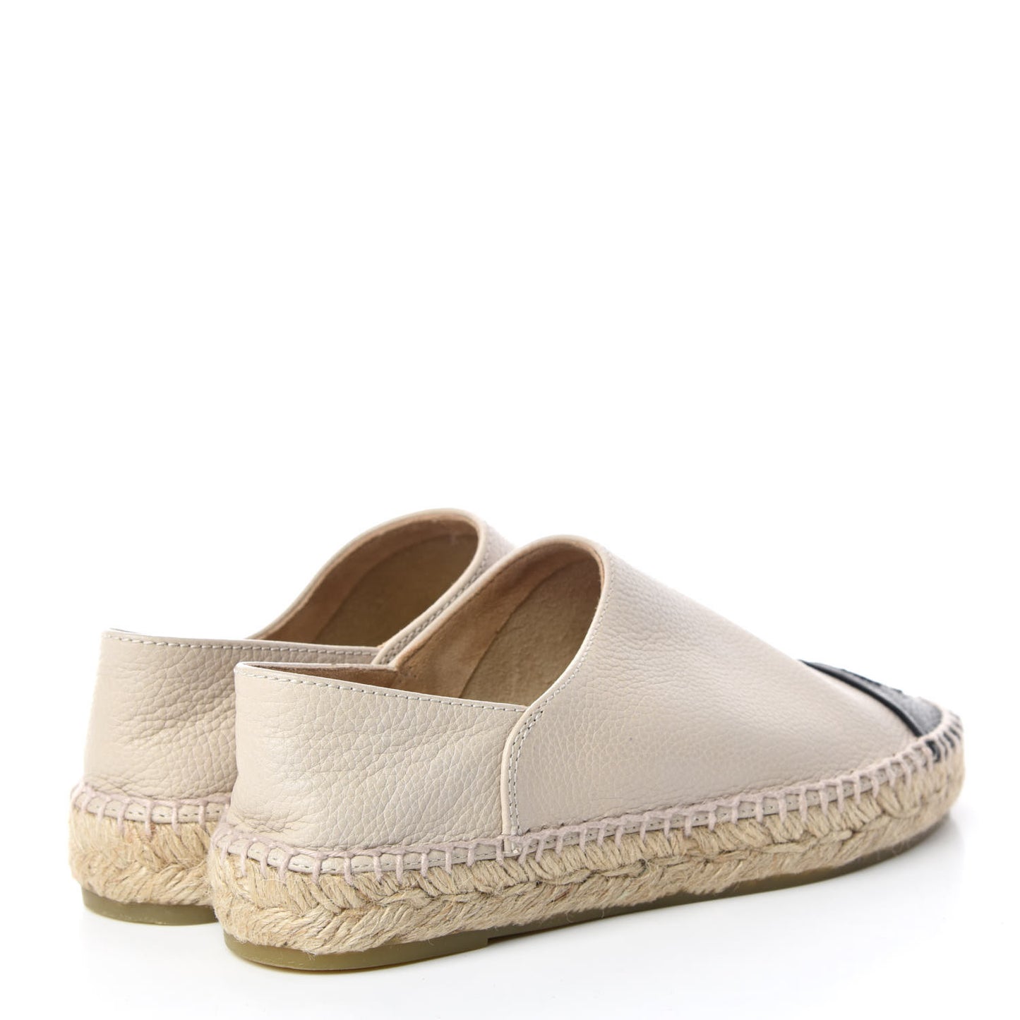 Grained Calfskin CC Espadrilles 35 Beige Black
