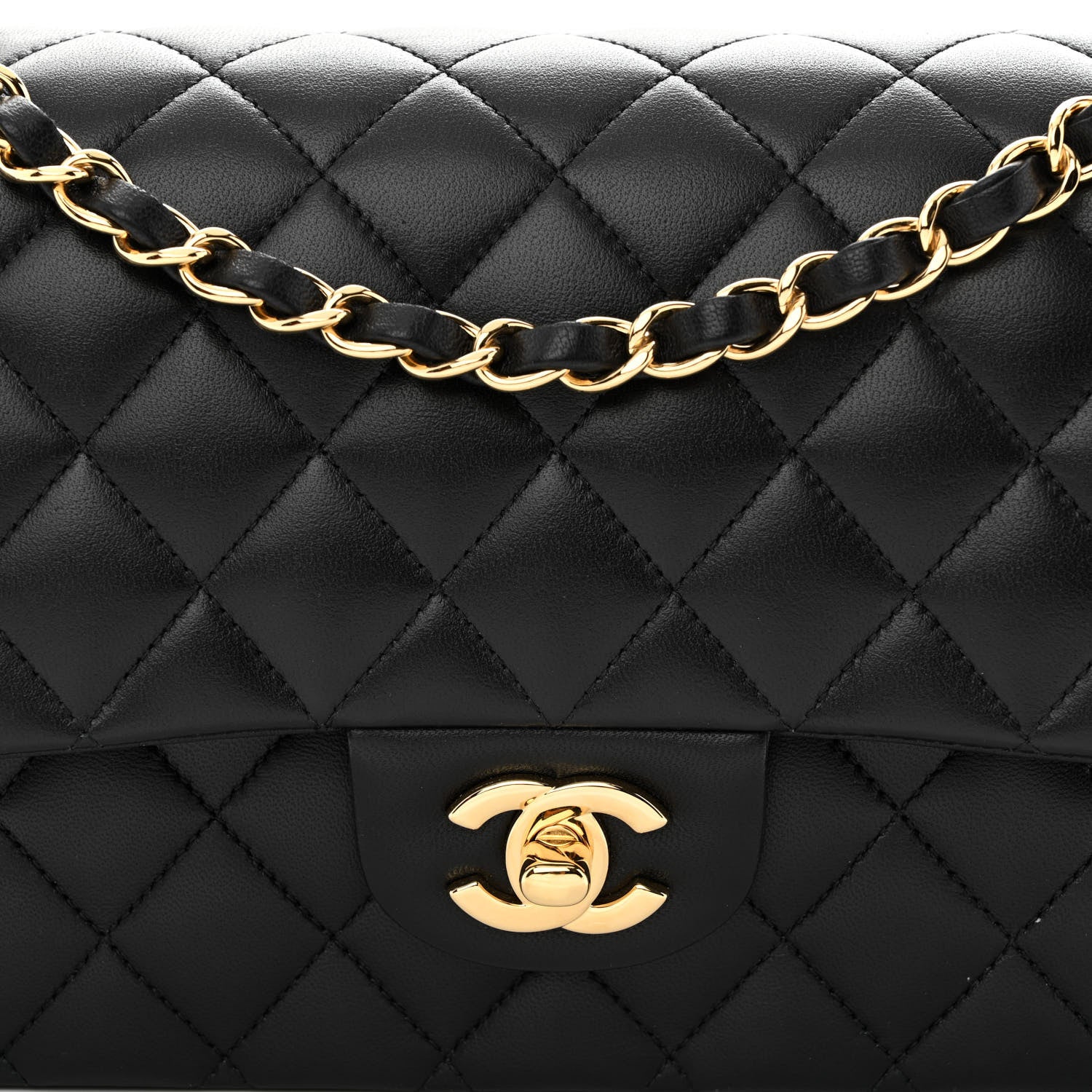 Chanel Lambskin Quilted Medium Double Flap Black 8 of 11