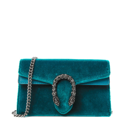 Gucci Velvet Super Mini Dionysus Shoulder Bag Pavone Cyan 1 of 9