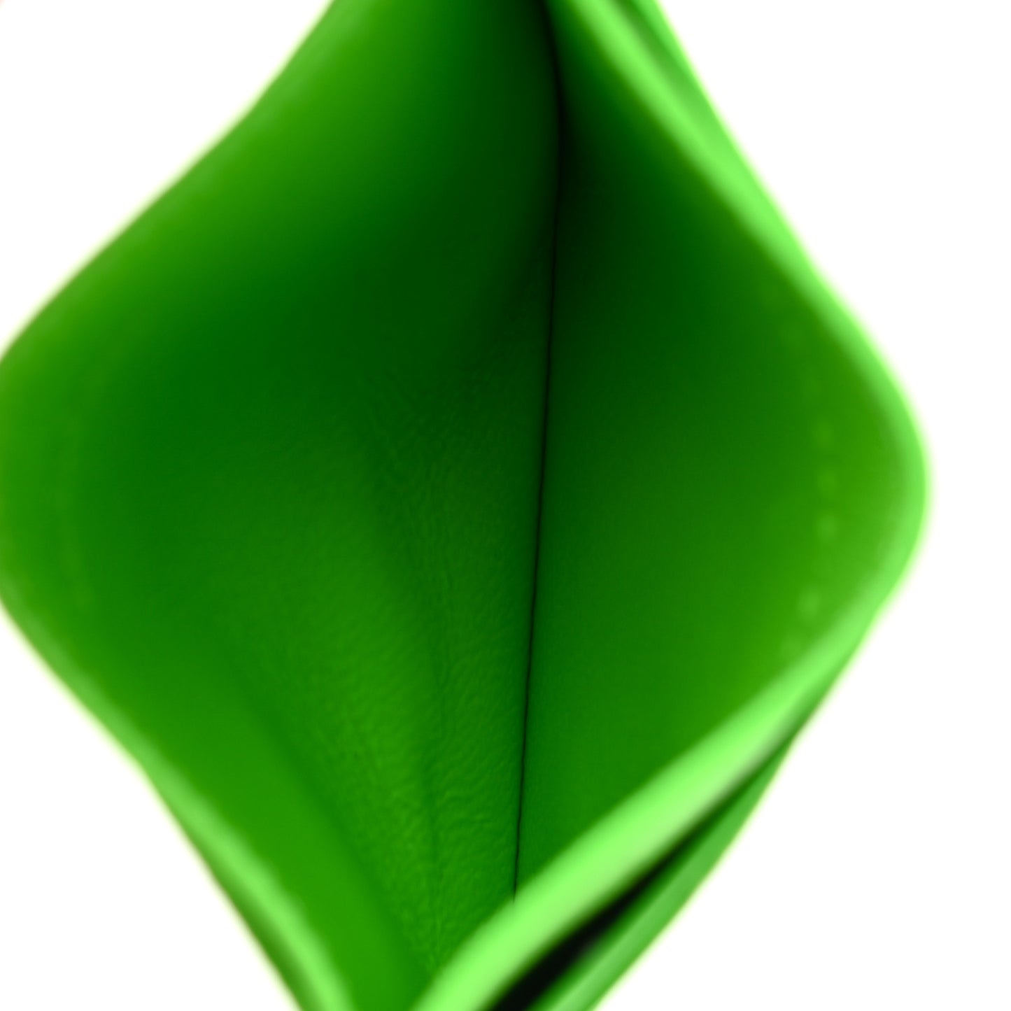 Calfskin Logo Perforated Cash Card Holder Acid Green