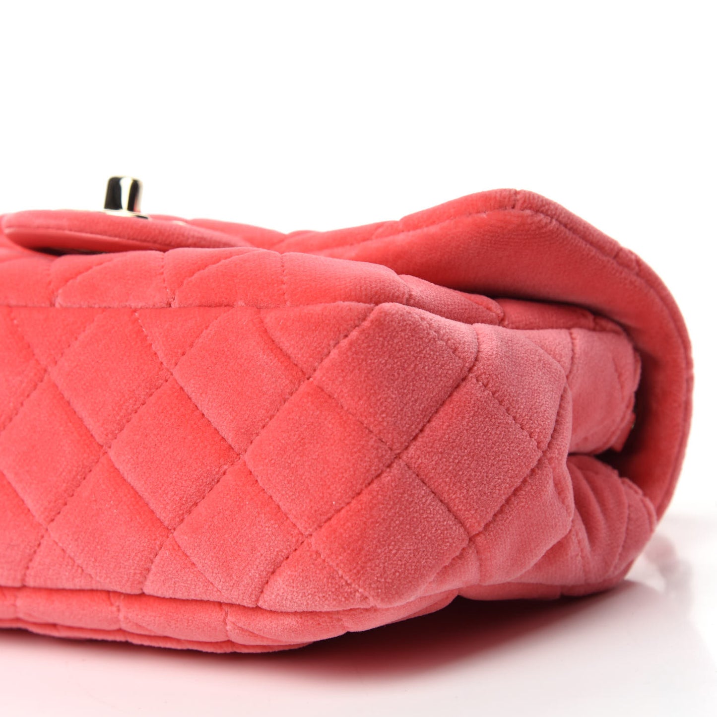 Velvet Quilted Mini Rectangular Pearl Crush Flap Pink