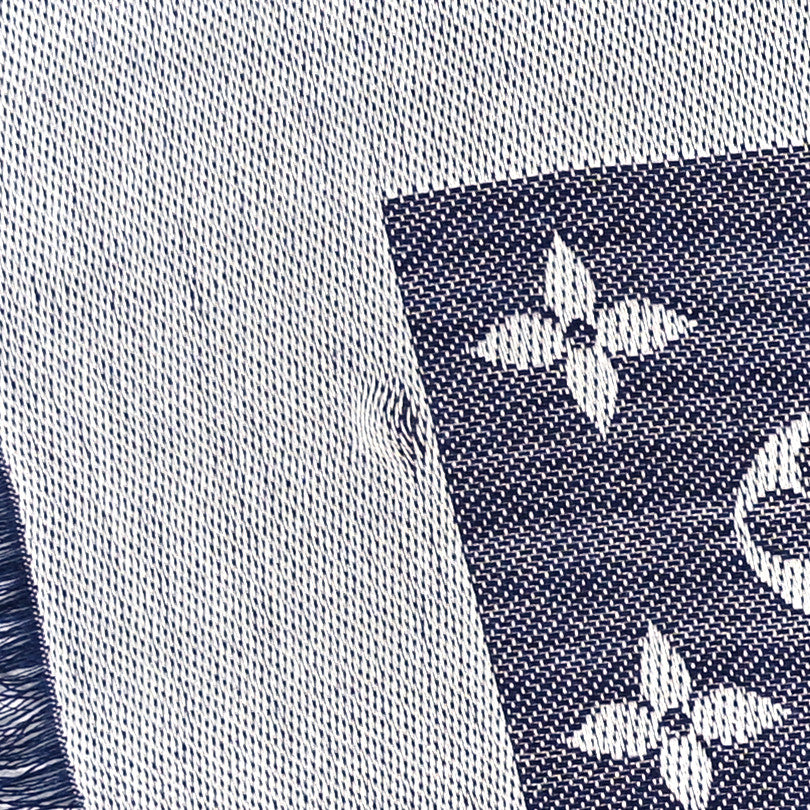Louis Vuitton Silk Wool Monogram Denim Shawl Blue 4 of 4