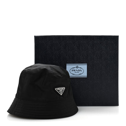 Prada Re-Nylon Metal Triangle Logo Womens Bucket Hat S Black 10 of 10