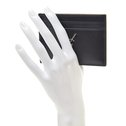 Saint Laurent Calfskin Monogram Credit Card Case Dark Notte 2 of 8