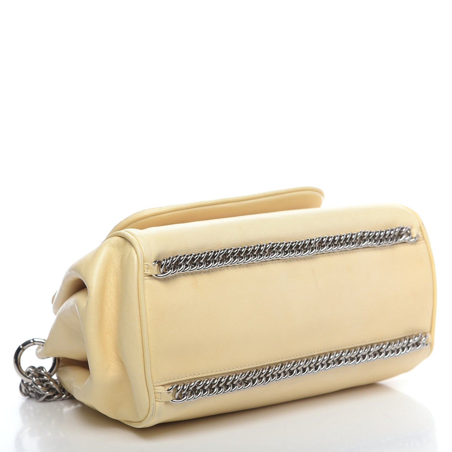 Washed Lambskin Quilted Bijoux Chain Accordion Flap White