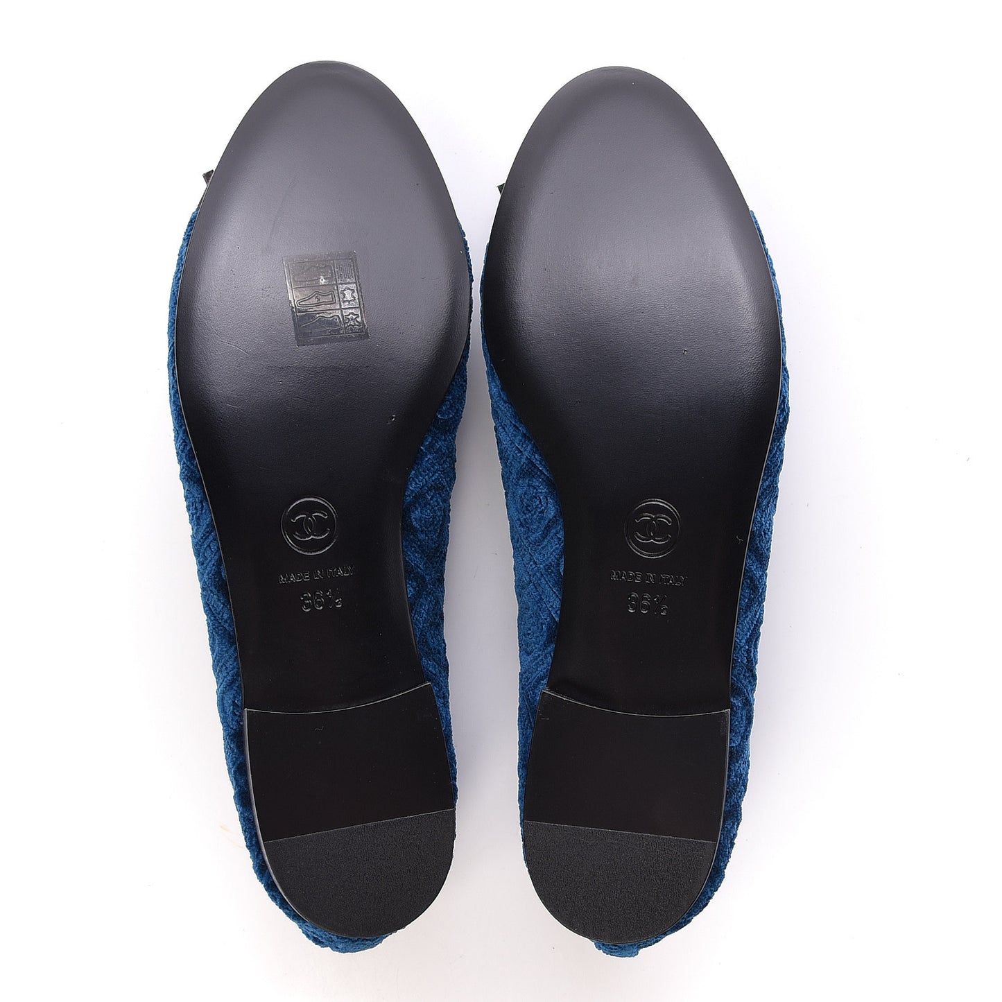Velvet Grosgrain Cap Toe Ballerina Flats 36.5 Navy Black