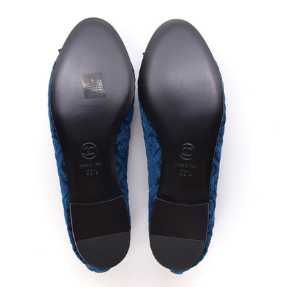 Chanel Velvet Grosgrain Cap Toe Ballerina Flats 36.5 Navy Black 5 of 8
