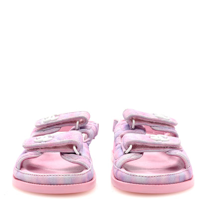 Chanel Suede Quilted Dad Sandals 38 Pink Purple 3 of 8