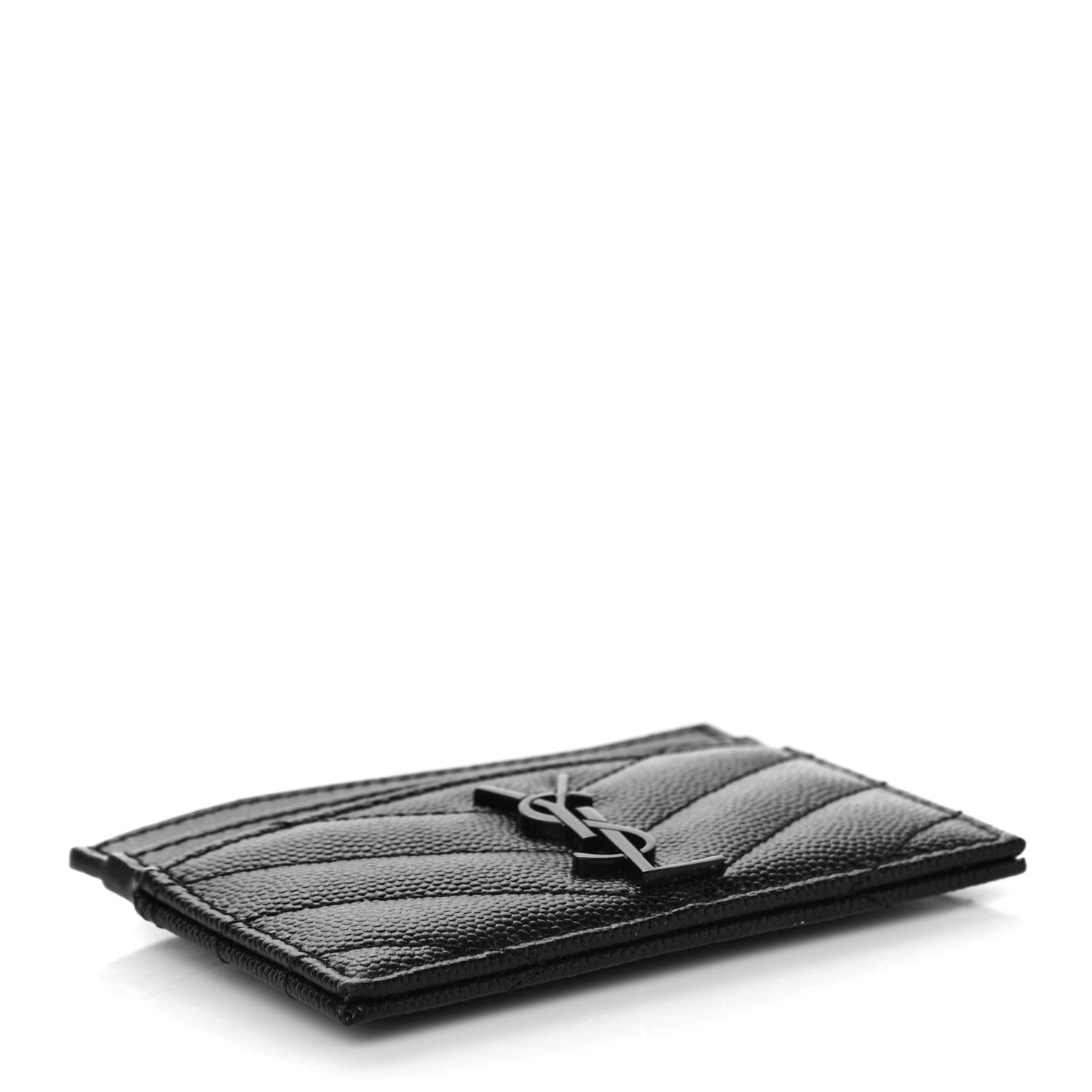 Grain De Poudre Matelasse Chevron Monogram Credit Card Case Black