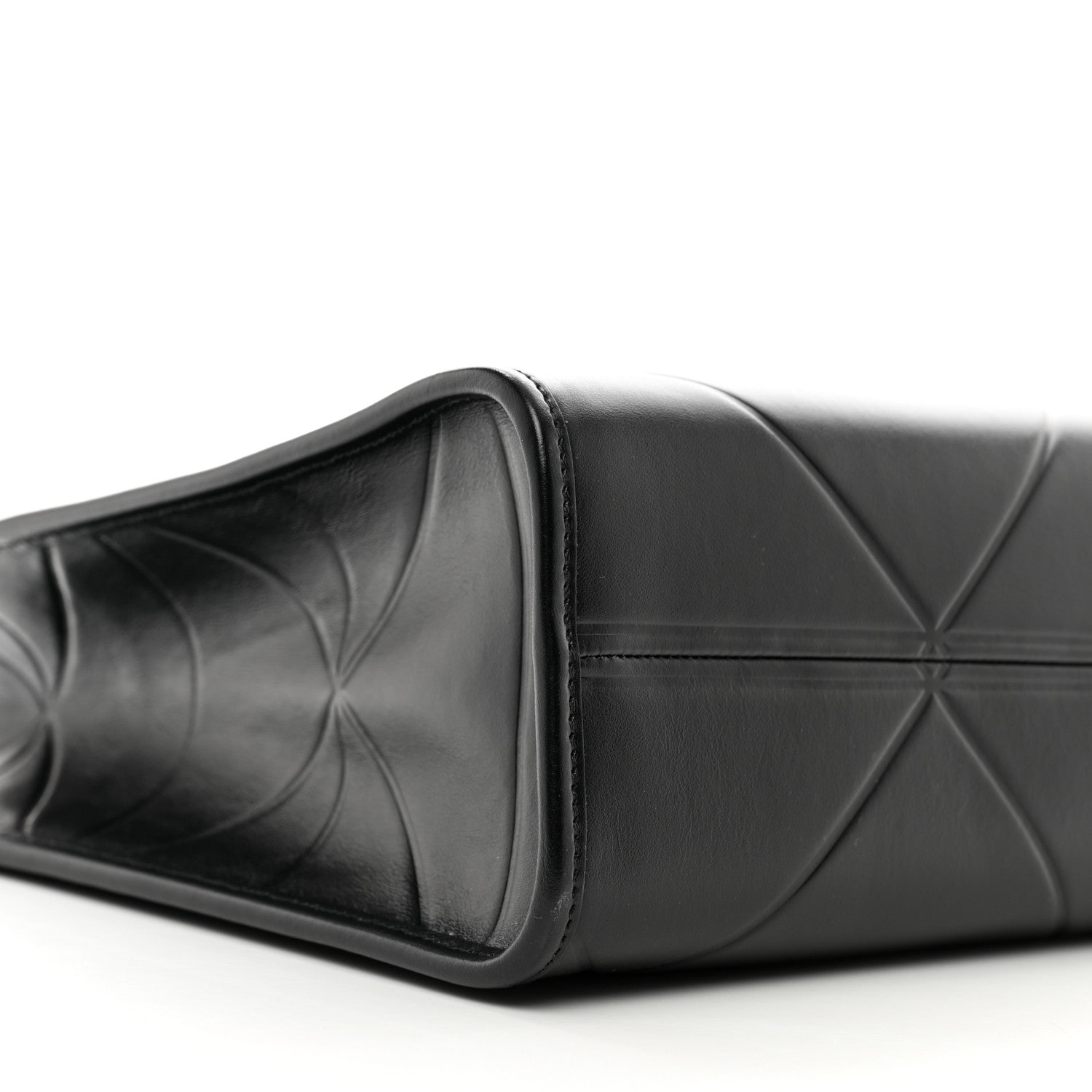 Prada Soft Calfskin Triangolo Symbole Embossed Medium Tote Black 8 of 9