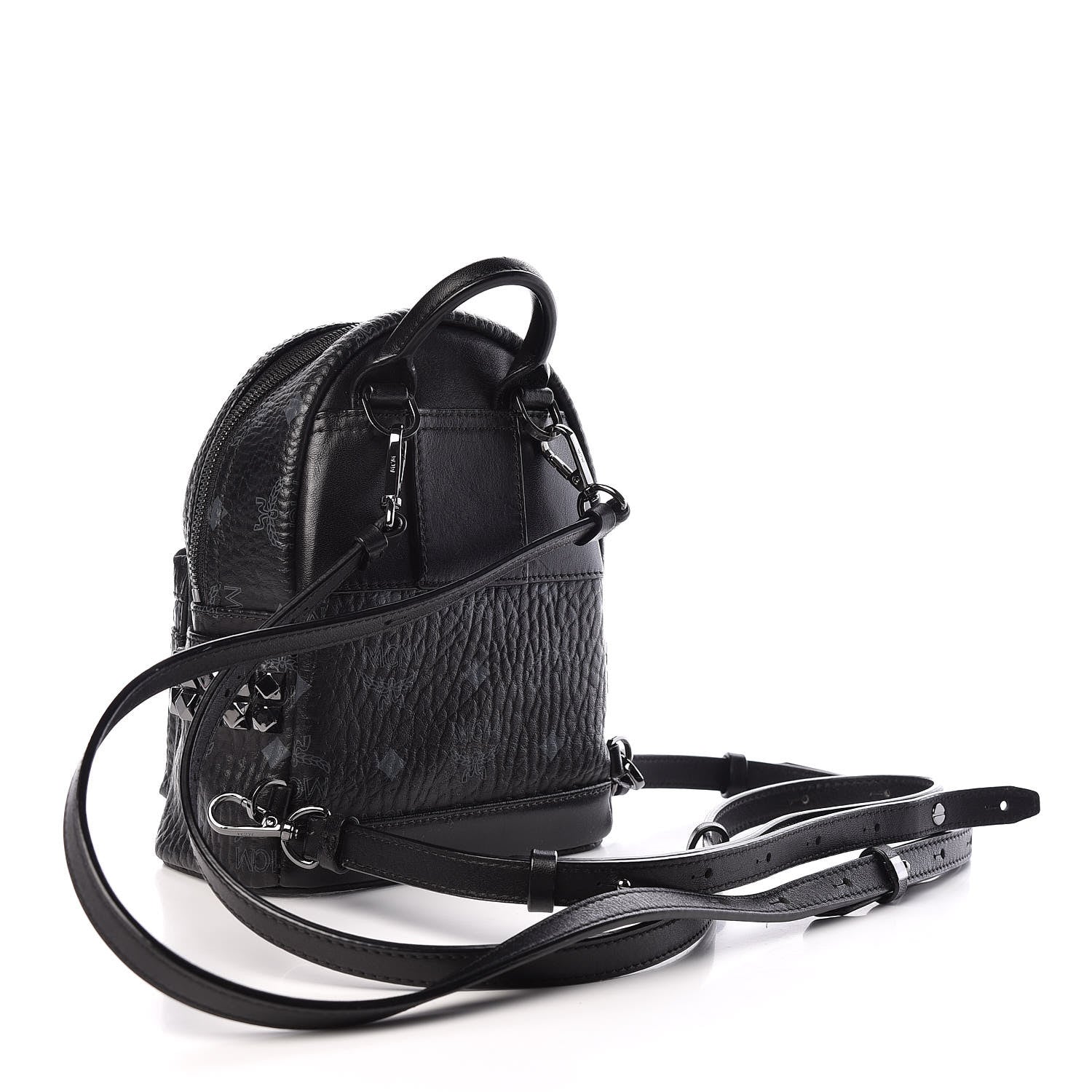MCM Visetos Studded X-Mini Bebe Boo Backpack Black 3 of 10